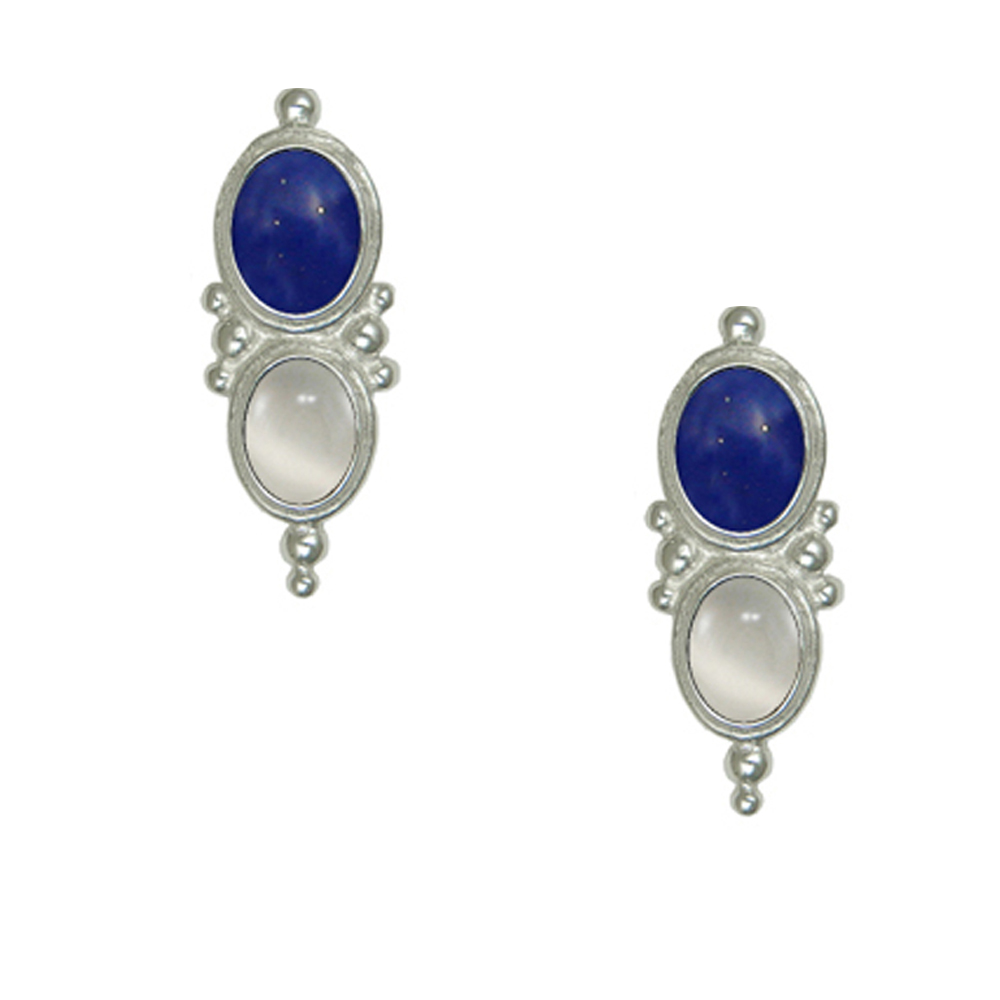 Sterling Silver Drop Dangle Earrings With Lapis Lazuli